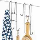 Cerbonny Shower Door Hooks (10 Inch), 2 Pack Extended Towel Hooks for Bathroom, Over Door Hooks, Shower Hooks for Frameless Glass Door, Silver