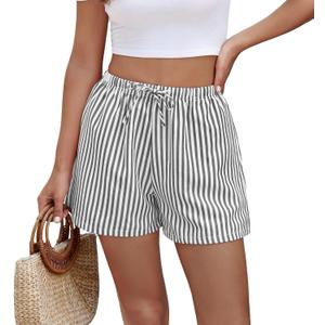 Aoulaydo Boxer Shorts for Women Pajama Striped Shorts Lounge Y2K Beach Bottoms for 2026 Summer (XXL)