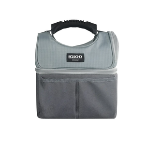 Igloo Soft Cooler Gripper Lunch Bag, Portable Dual Compartment Lunch Cooler, Insulated Lunch Box, Soft Sided Cooler Bag, 22 Can