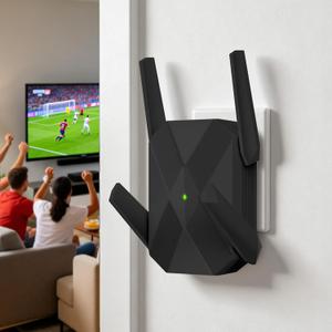 2026 AX3000 WiFi 6 Extender, WiFi Extender Signal Booster-Dual Band (2.4G/5.8G), Long Range WiFi Booster with Gigabit Ethernet Port, Access Point, No Required App, Easy Setup and Faster Speed (Black)