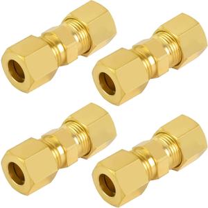 MuHize Compression Union Fittings Kit - 4 Pack 5/16 Inch Heavy-Duty Brass, Corrosion Resistant Tube Connector for Trucks Industrial Lines