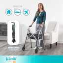 Stander Wonder Walker Plus, Lightweight Folding Mobility Aid for Adults, Seniors, and Elderly, Collapsible Travel EZ Fold-N-Go with Wheels, Glides, & Basket, Regal Rose, Standard