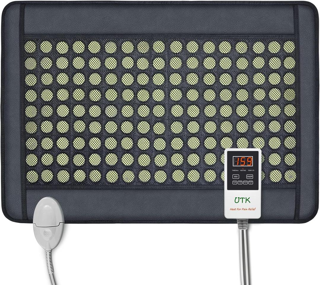 UTK Upgrade Far Infrared Heating Pad for Back, 5X Deeper Pain Relief Pure Jade Heating Pad with 153 Natural Jades, Hotter to 159, Weighted Electric Mat with Larger Heat Area, 4H Auto-Off, 31"x 21"