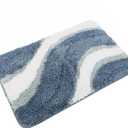 KAMA BRIDAL Microfiber Bath Mat Non-Slip Bathroom Floor Rugs Fast Water Absorbent Shower Mat Ultra Soft Bath Rug Anti-Slip Backing Machine Wash Blue 16x24