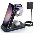 Wireless Charging Station for Samsung/Android, Fast Wireless Watch Charger Station Compatible for Samsung Galaxy S25 Ultra/S24/S23+/Z Flip 7/6 Fold 7/6, Watch8/7/Pro/Active 2 Galaxy Buds3/2 Pro(Black)