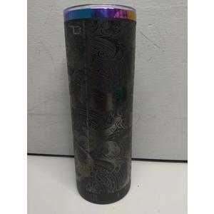 Rainbow Plated Stainless Steel Tumbler Straight Double Wall Powder Coated for Laser Engrave, 20oz Black To Iridescent