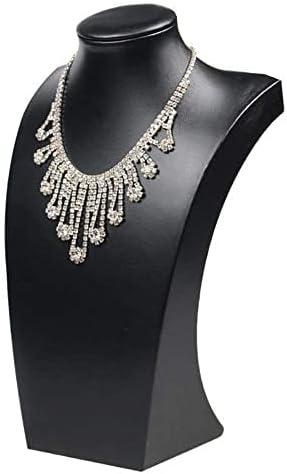 Homeanda Necklace Display Bust - PU Leather Jewelry Bust Stand for Photography, Boutique Display, and Home Organisation(Black-11.4"x6.7")