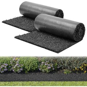 VEVOR Rubber Mulch Mat Roll, 2 Rolls 96 x 24 in Recycled Rubber Mulch Mat, 0.5 Thick Cuttable, Reduced Weed Growth, Natural-Looking Weed Barrier Mat, Permanent Walkway Pathway for Landscaping 