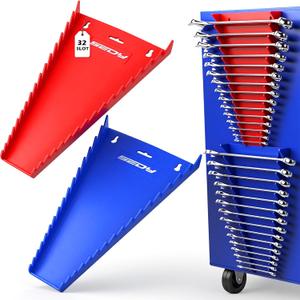 SEDY 2-Pack Magnetic Wrench Organizer, 32-Slot Premium Wrench Rack Holder Tool Trays for Toolboxes Drawer Storage, SAE (1/4" - 1-1/16") & Metric (6mm - 24mm)