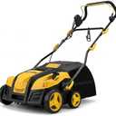 Electric Artificial Turf Sweeper 16” Artificial Grass Sweeper Vacuum with 45L Collection Bag 5 Height Adjustment Foldable Turf Power Broom for Artificial Grass Cleaning