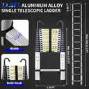 JADDUO Telescoping Ladder, 12.5 FT Pro, Rectangular, Heavy Duty, Silver