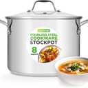 NutriChef 8-Quart Stainless Steel Stock Pot - 18/8 Food Grade Stainless Steel Heavy Duty Induction - Stock Pot, Stew Pot, Simmering Pot with See-Through Lid, Dishwasher Safe - NCSP8
