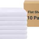 ZPECC White Bulk Flat Sheets Only Twin Size 10 Pack, Easy Sort Top Bed Sheet by Color-Coded Hem Threads, Soft Durable Brushed Microfiber Fabric Hotel Airb&bs Essentials for Hosts, 66"x96"