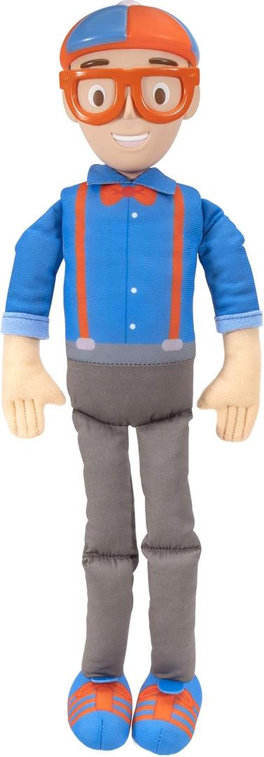Blippi Bendable Plush Doll, 16 Tall Featuring SFX - Squeeze The Belly to Hear Classic catchphrases - Fun, Educational Toys for Babies, Toddlers, and Young Kids
