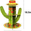 2 Pack Mexican Fiesta Cupcake Stand Party Decorations, Cactus 3 Tier Cardboard Cup Cake Tower Stand Display Dessert Holder Cinco De Mayo Taco Tuesday Baby Shower Birthday Party Decor Supplies Favors