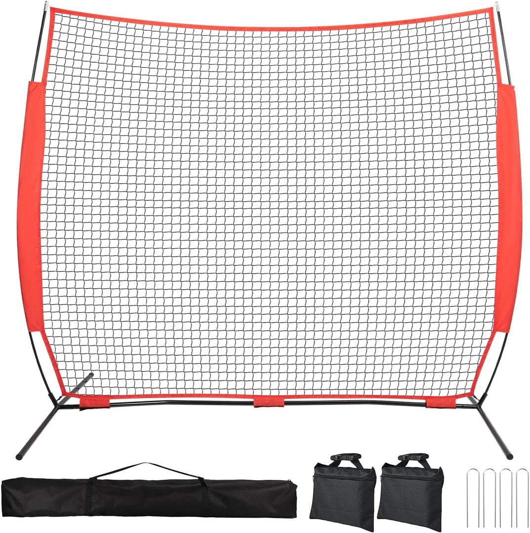 7x7ft  Portable Backstop Net with Carry Bag and 4 Ground Nails. Stable Sports Practice Barrier Net for Golf, Lacrosse, Soccer, Baseball. Ball Stop for Backyard Garden Training