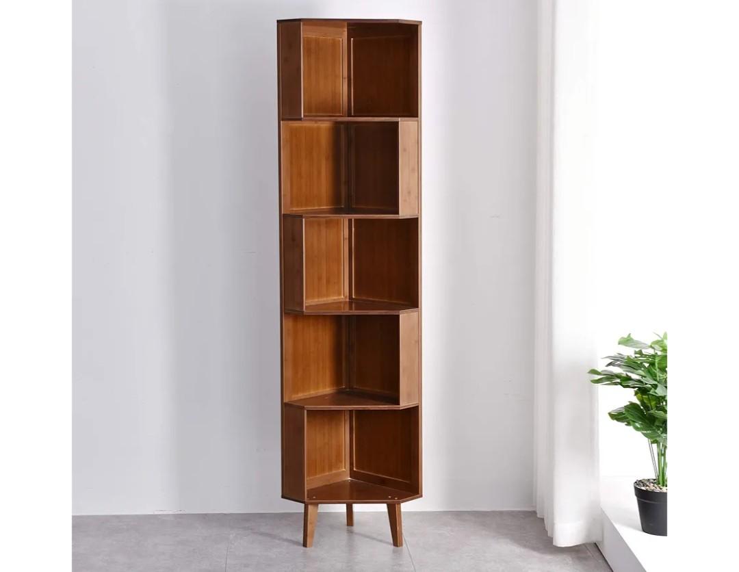 5-Bookcase Industrial Cube Shelf Corner Bookshelf Display Storage Tall Multifunctional Stand for Home Office Living Room Decoration