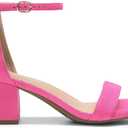 DREAM PAIRS Womens Low-Chunk Low Heel Pump Sandal, Size 8, Fuchsia/ Suede, LOW-CHUNK