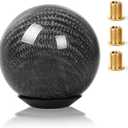 Real Carbon Fiber Shift Knob Gear Shifter Knobs with 3 Adapters Round Ball for Most Manual Car Universal Gear Shift Knob (Black)