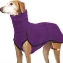 Esobo Fleece Dog Apparel Winter Warm Dog Coat Doggie Turtleneck Cozy Jacket Soft Shirt Vest Stylish Pet Outfits for Small Medium Large Dogs (Purple)
