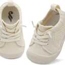 JIASUQI Baby Shoes for Toddler Boys Girls Sneakers Slip on Walking Shoes for Babies (6-12 Months Infant, Beige)