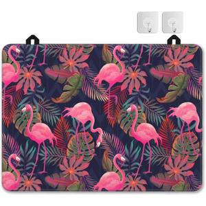 Pink Flamingo Stove Top Covers for Electric Stove, Christmas Kitchen Decor Tropical Glass Cover Protector, Cooktop Protector, Heat Resistant Range Ceramic Stove Top Covers Mat, Dish Drying Mat