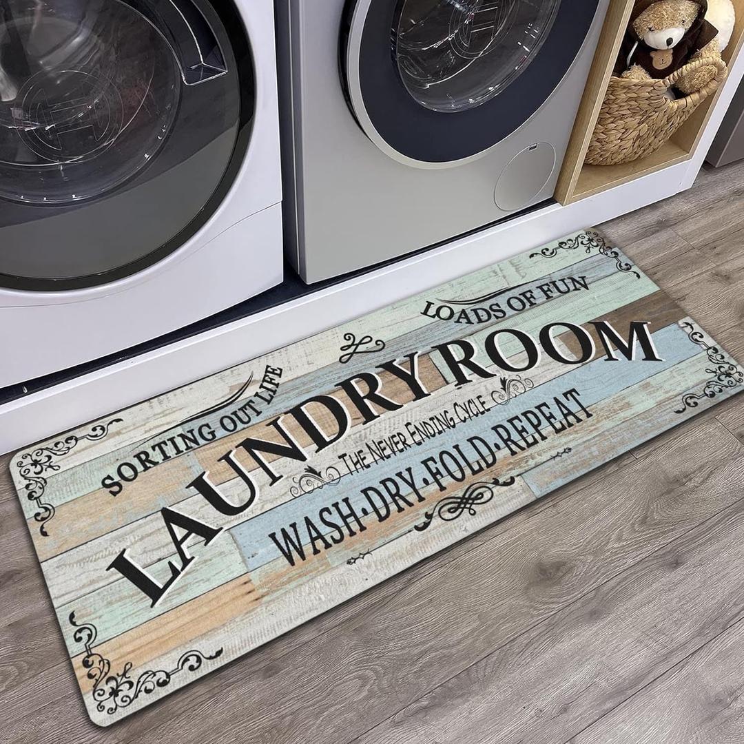 Non Slip Laundry Room Rug - Farmhouse Kitchen Floor Mat -Laundry Room Rug- Runner Decor -Washable Floor Carpet for Washroom Mudroom Kitchen Bathroom Hallway-20 x48 (Vintage) Non Slip Laundry Room Rug - Farmhouse Kitchen Floor Mat -Laundry Room Rug- Runner Decor -Washable Floor Carpet for Washroom Mudroom Kitchen Bathroom Hallway-20 x48 (Vintage)