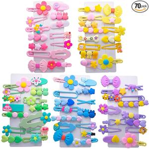 70PCS Hair Accessories for Girls Little Girl Hair Clips Barrettes for Baby Toddler Teens Women Kids Cute Candy Colorful Flower Gift for 6-18 Ages (Girls Hair Accessories)