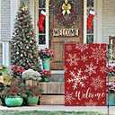 Louise Maelys Welcome Winter Garden Flag Snowflake 12x18 Inch Double Sided Christmas Xmas Holiday Seasonal Plaid Small Burlap Yard Sign Outside Home Outdoor House Decoration