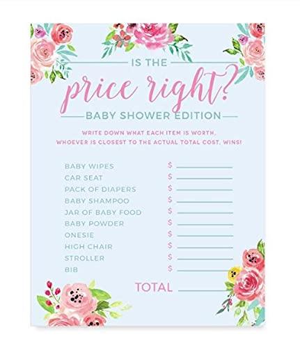 Andaz Press Pink Roses English Tea Party Tea Party Baby Shower Collection, is The Price Right Game Cards, 20-Pack, Games Activities and Decorations, Pack Of 6
