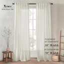 Linen Cotton Farmhouse Curtains for Living Room, Cream Off White Natural Fabric Semi Sheer Curtains 84 Inches Long, Neutral Ivory Boho Pleated Bedroom Bay Window Curtain Drapes 84 Length 2 Panels Set