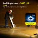 Under Hood Work Light Bar, 3000LM LED Magnetic Light Bar with Hooks, 5200mAh Cordless Rechargeable Hood Light for Mechanic/Car Repairing/Garage-Yellow