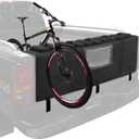 MDSTOP Tailgate Pad for Mountain Bike, Truck Tailgate Bike Pad with Reflective Strips,Tool Pockets, Backup Camera Opening, MTB Tailgate Pad Carries Up to 5 Bikes, E-Bikes, BMX&Road Bikes (Black, L)