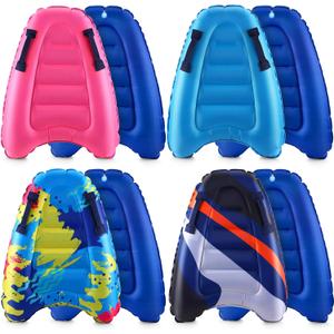 4 Pieces Inflatable Surf Body Boards with Handles Beach Floating Surfboard Lightweight Portable Bodyboard Water Sport Pool Inflatable Surfboard for Adult Summer Beach Surfing Swimming, 4 Styles, as shown