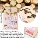 One Year Wood Photo Board - My First Year Month Milestone Board, Girl/Boy 1st Birthday Decorations, 12 Months Banner, 22.44 x 14.57 inches