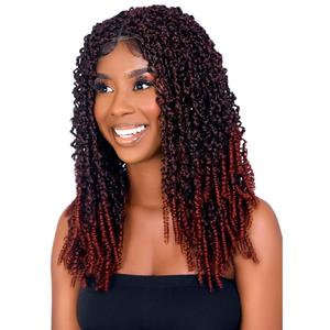 full lace faux locs wig is made of handmade synthetic Full Lace Curly Goddess Faux Locs Crochet Curly Ends Braid Twist Wig with Baby Hair (1B-350#, 20inch)
