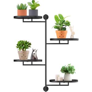 Rotating Window Shelves for Multiple Plants Indoor,4-tier Metal Corner Black Plant Stand Holder Floating Hanger Shelf for WallWindows Sill Gifts for Planter Lover to Enhance Home Decor