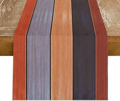 Fall Table Runners 72 Inches Long Stripe Table Runner Fall Gifts for Women Female Wife Grey Farmhouse Autumn Harvest Table Runner Thanksgiving Runner for Indoor Home Party Decor 13x72 Inch