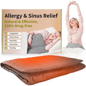 Allergy & Sinus Relief Blanket for Nasal Congestion, Sinus Pressure, Seasonal Allergies & Snoring  Natural Warm Therapy for Sinus Relief & Better Sleep (Gray)