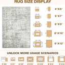 LIVELYGLOW 4x6 Washable Area Rug for Living Room Bedroom, Retro Printed Traditional Vintage Rug, Non-Slip Foldable Large Carpet for Dining Room Home Decor, Grey