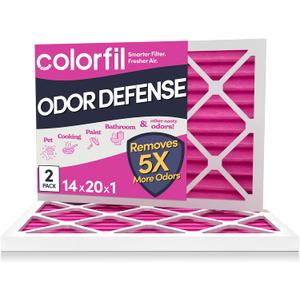 14x20x1 Air Filter (2-Pack) | Made in the USA | Color Changing | Remove Cat and Dog Odor | MERV 8 for Pet Hair Dander and Dust | 13.5"x19.5"x0.75" Exact Size