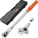 VEVOR Adjustable Torque Wrench 1/2 Inch Drive, 20-160Ft.lb/27.1-216.8Nm, 38MM Open End, 3/8 Inch Drive Torque Wrench with Interchangeable Jaw & Ratchet Head for HVAC, Car, Moto, Narrow Pipeline