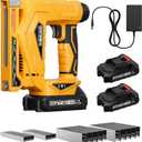 21V Cordless Nail Gun - 18 Gauge 3-in-1 Electric Brad Nailer with 2 x 2.0Ah Batteries & Charger & 1000x18GA Nails & 1000xT50 Staples & 1000x1014J Staples for DIY Home Projects & Wood Working