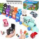 Toddler Learning Toys for 1 2 3 Years Old,Counting, Color Recognition & Math Skills Montessori Toy Farm Animals Train with 10 Finger Puppets, Birthday Educational Gift for Baby Toddler Boys Girls