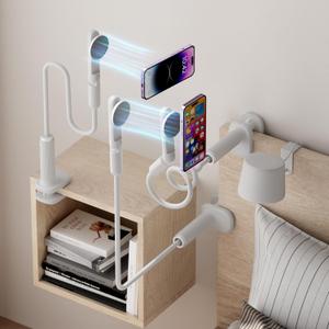 NQQNQQ M-TM 90CM/35INCH Magnetic Gooseneck Phone Holder for Bed & Desk, 360 Rotation, Sturdy Arm Compatible with iPhone 15/14/13/12 Pro Max, Overhead Mount for Live Streams & Zoom (White)