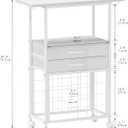 VENNQD Organizer and Storage Stand Compatible with Cricut Machines,Rolling Storage Cart/Shelf with 24 Vinyl Roll Holders2 Fabric Drawer,Accessories Holder,Tool Hook for Craft Room Home (white)