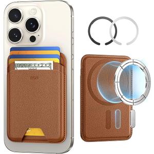ESR for MagSafe Wallet, 5-Card Holder With RFID Blocking, MagSafe Sticker Included, Slim Magnetic Wallet for iPhone 17/16/15/14/13/12 Series and Selected Samsung Devices, Not for 13/12 Mini, Brown