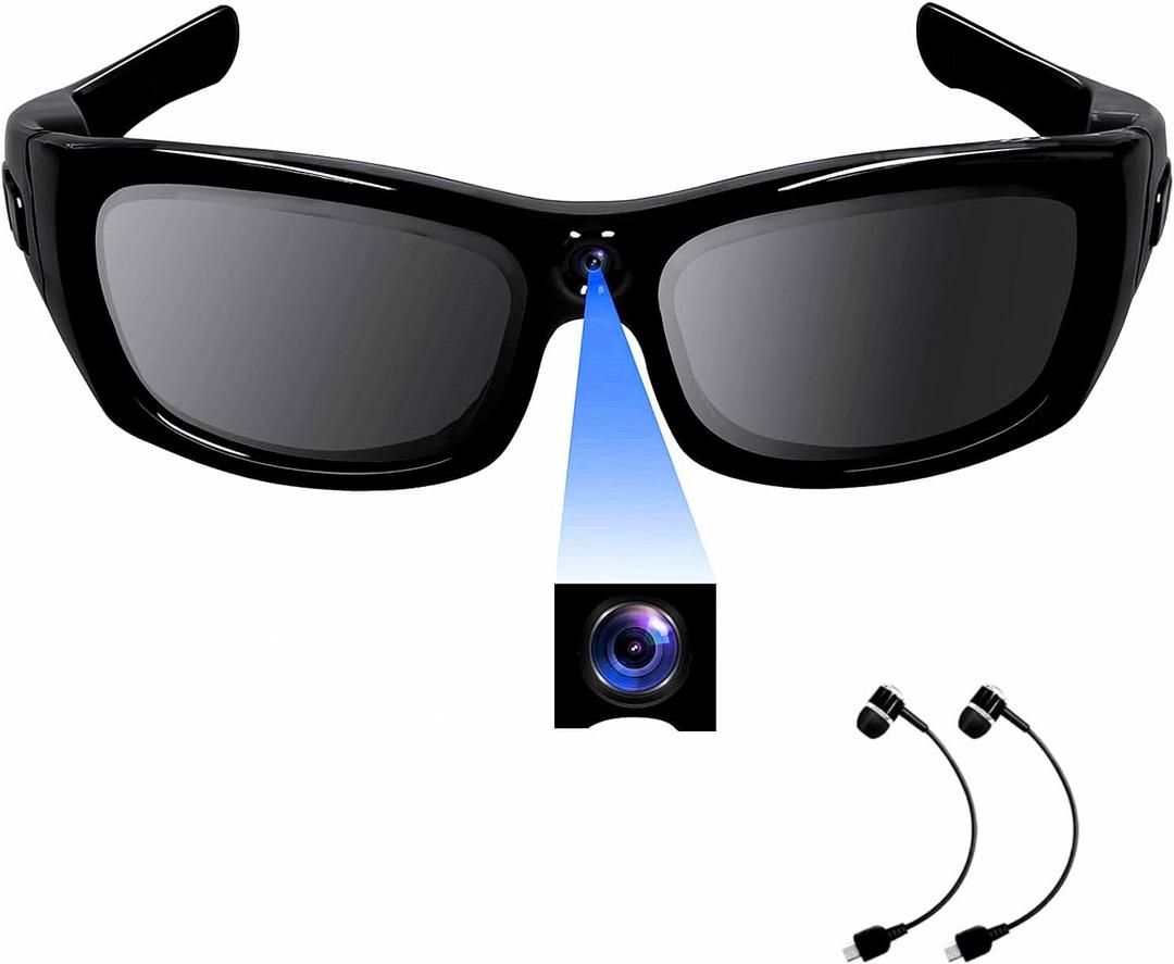 Camera Glasses HD 1080P Video Glasses Bluetooth Sunglasses Camera UV Protection Polarized Lens Sport Action Cam with Earphones for Travel, Cycling, Driving and Other Outdoor Sports
