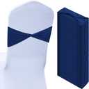 Kinlop 50 Pcs Spandex Chair Sashes Bows Chair Bands Slider Sashes for Covers Elastic Bands Ties Without Buckle Decorations for Wedding Party Events Ceremony Birthday (Navy Blue)