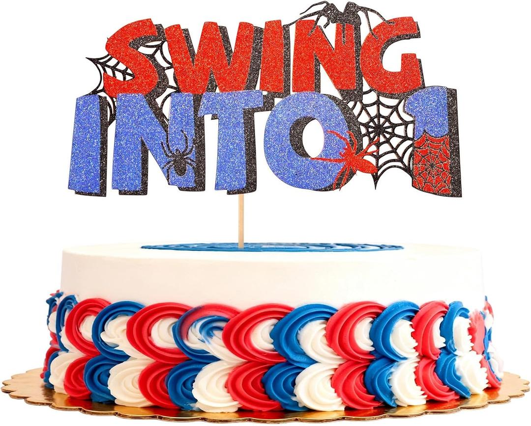 Spider Cartoon Birthday Cake Topper, Spider Web Theme Cake Decor for Kid Birthday Party Decorations (1)